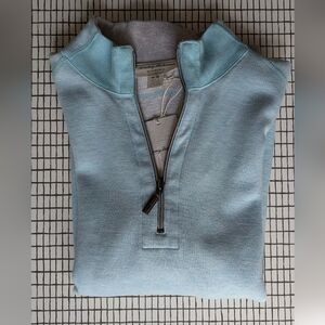 Tommy Bahama New Flipsider Reversible Half Zip - M - Blue/Heather Gray